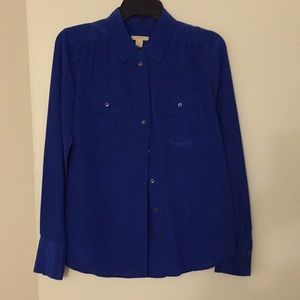 Jcrew blue silk blouse